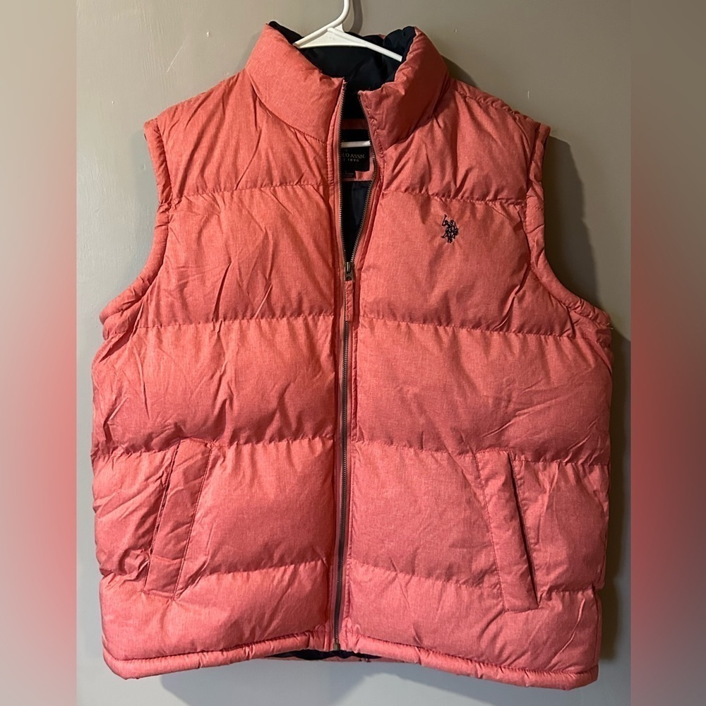 US POLO ASSN Puffer Vest Red Heather Mens Size large
